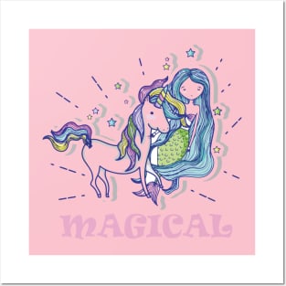 Uni Mermaid Magical Unicorn Posters and Art